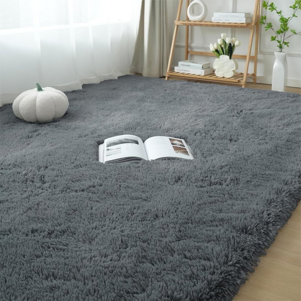 New 5x7 Grey Shag Rug, Soft Plush Fuzzy Carpet for Home, Room & Nursery
